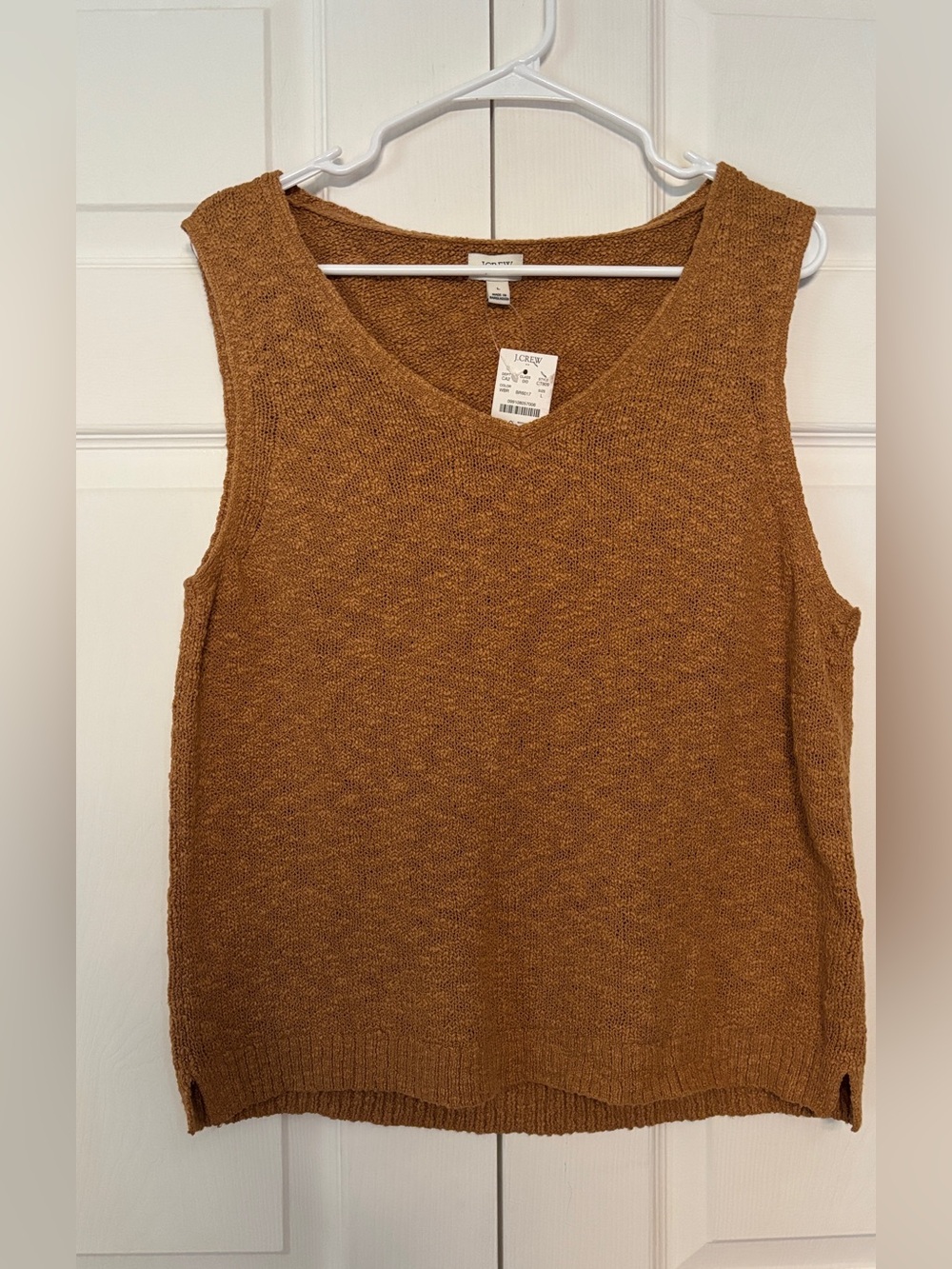 J.Crew NWT Women’s Brown V-Neck Sweater Vest Size L Cotton Blend